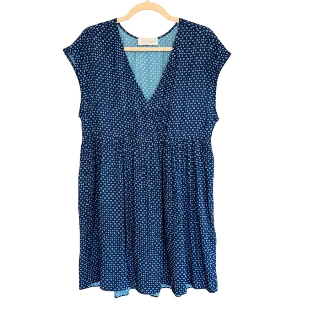 American Vintage Colette Mini Dress Navy Blue Ditsy Floral Size M/L Cottagecore